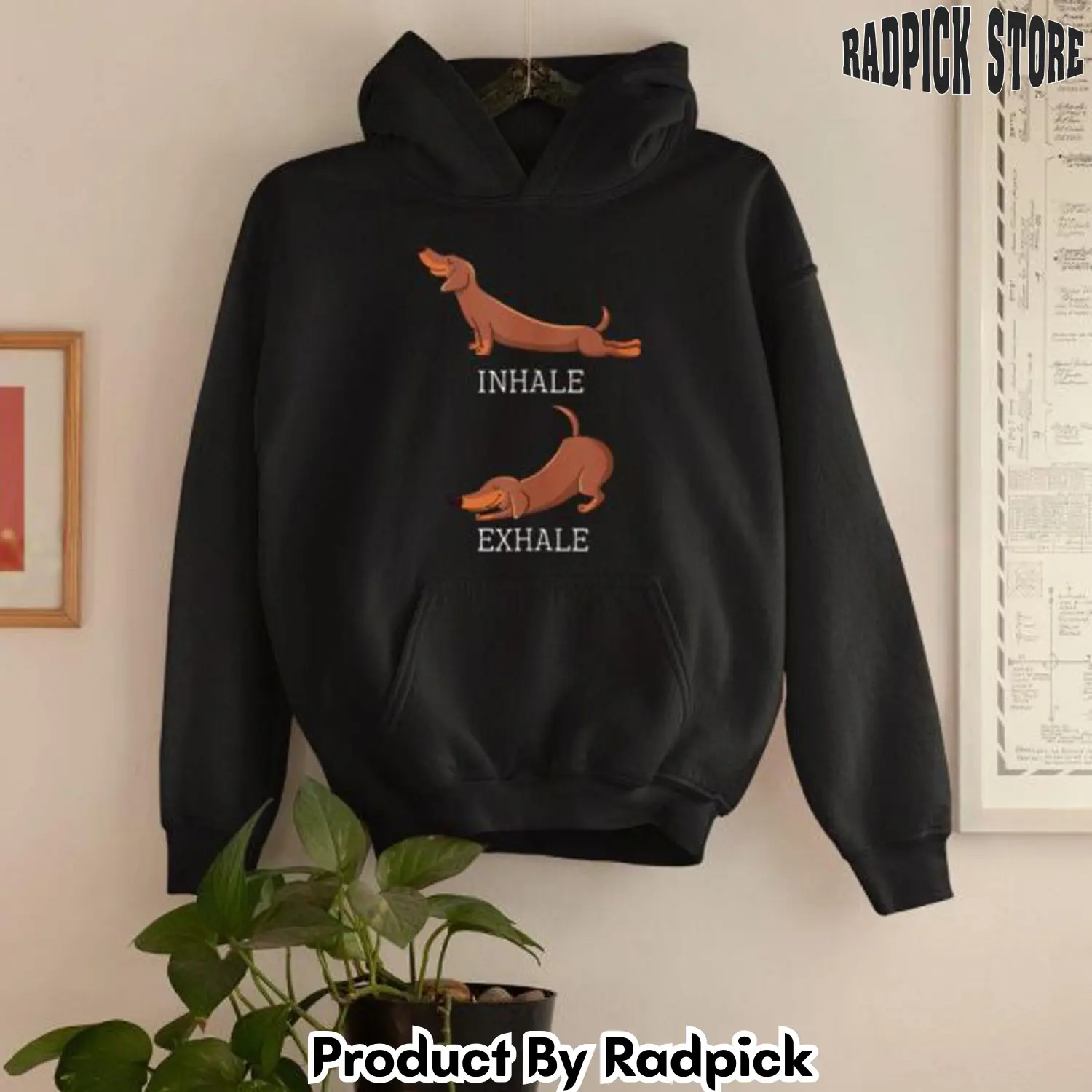 Dachshund weiner dog yoga inhale exhale 2d hoodie rp5540298